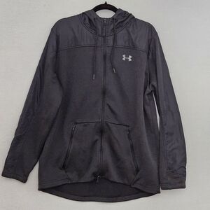 Under Armour Mens Black Zip-Up Hoodie Loose Fit Cool Gear XL